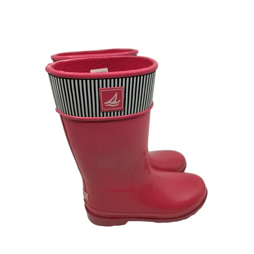 Sperry Topsider Girls Pelican Pink Rain Boots Size 2 Fleece-Lined Waterproof